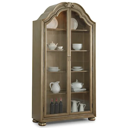 Traditional China Cabinet with Adjustable Shelving and Touch-Hinge Lighting System